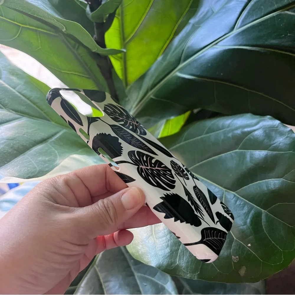 Society 6 Monstera Tropical Leaves Pixel 6s Hard Phone Case Cover Black White